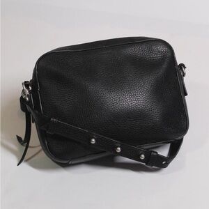All Saints Captain Lea Black Pebble leather Square Crossbody Bag